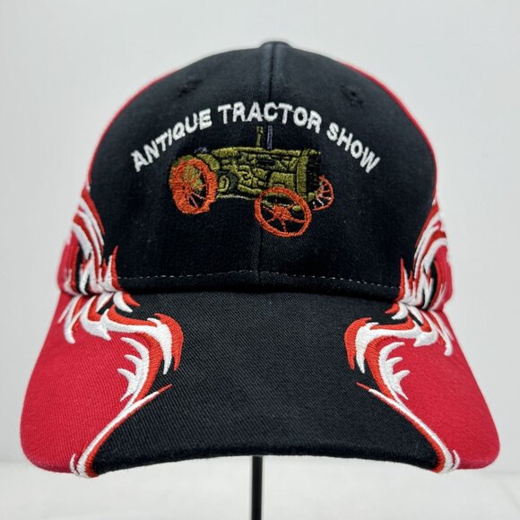 Antique Tractor Show Embroidered Cap 2017 Stockholm MN 10th Red Black Flames - Picture 1 of 10